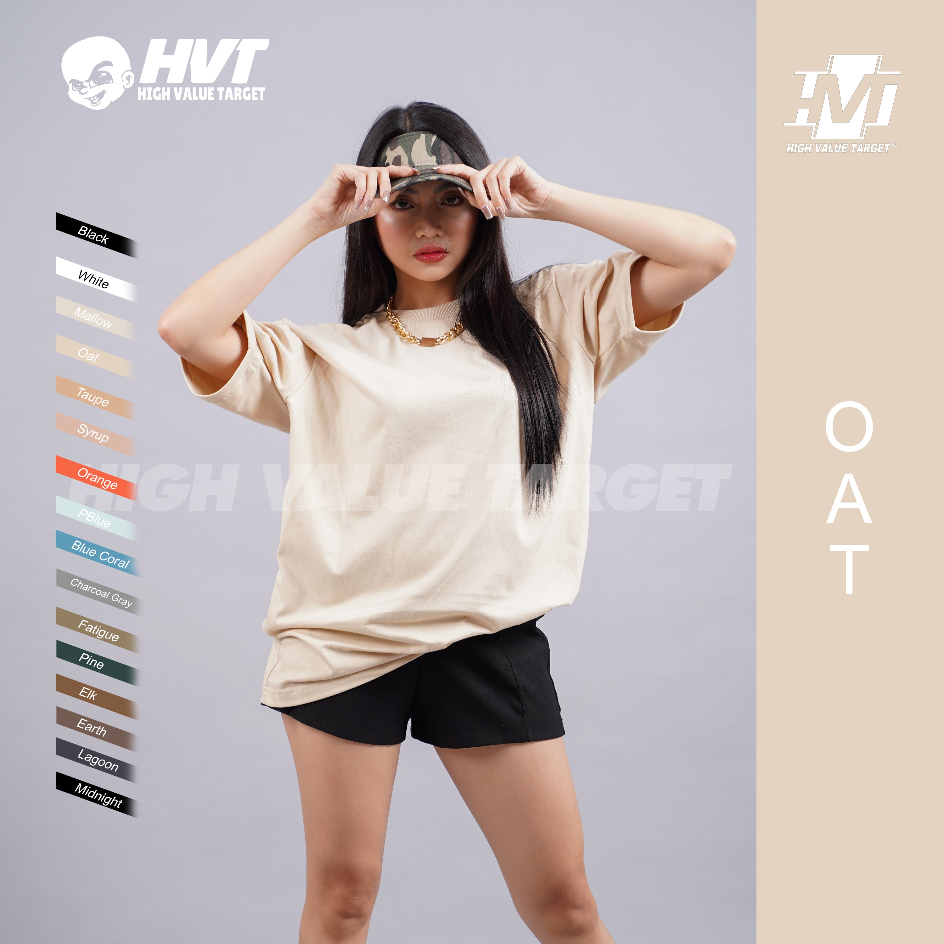 OAT - HVT Premium Quality Oversized Plain Crewneck T-shirts - Unisex Heavy Hybrid Soft Cotton Shirts - Menswear and women Casual Tshirt